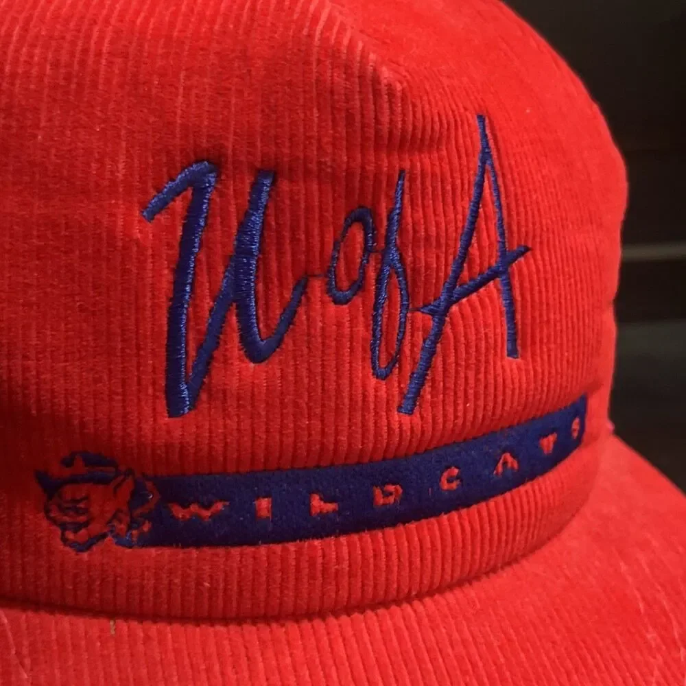 Vintage 80s Hazlewood Arizona Wildcats Red  Corduroy Script Strapback Hat